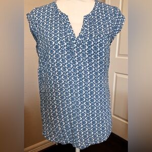 Ava Christine Women's Blouse Size S Blue Patterned